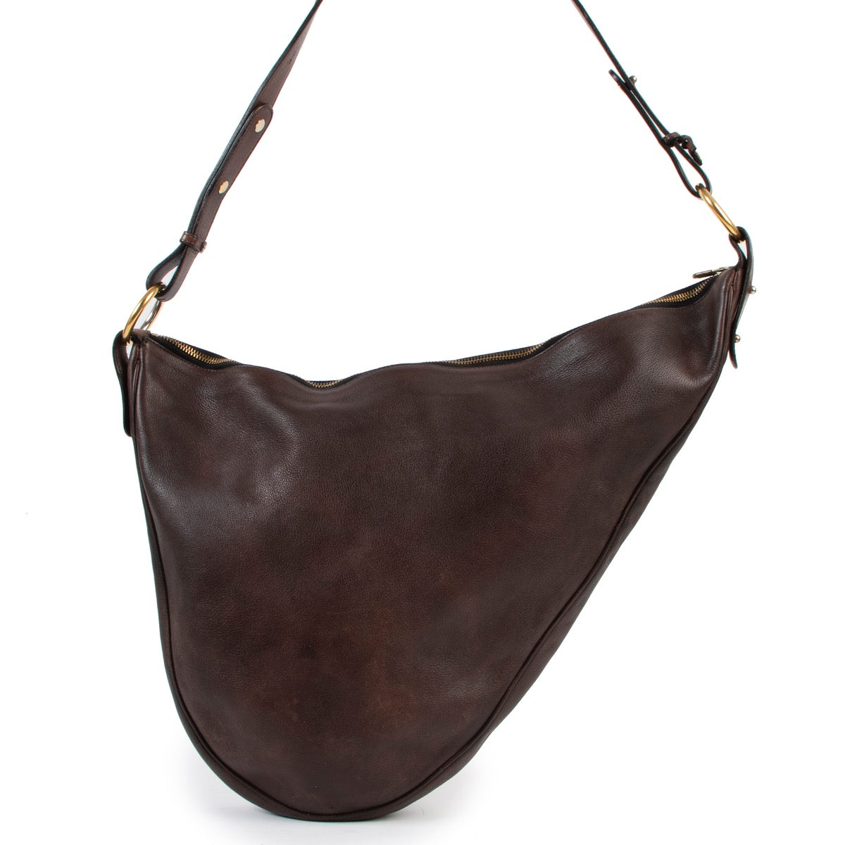 second hand vintage Delvaux Tentation GM Brown Leather Shoulder Bag at labellov