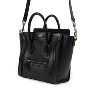 Celine Black Drummed Calfskin Micro Luggage Shoulder Bag
