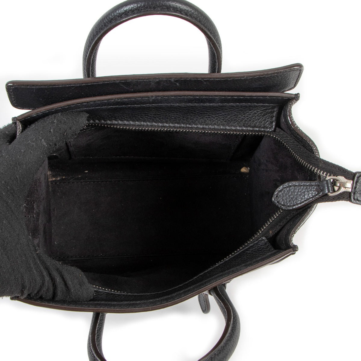 Celine Black Drummed Calfskin Micro Luggage Shoulder Bag