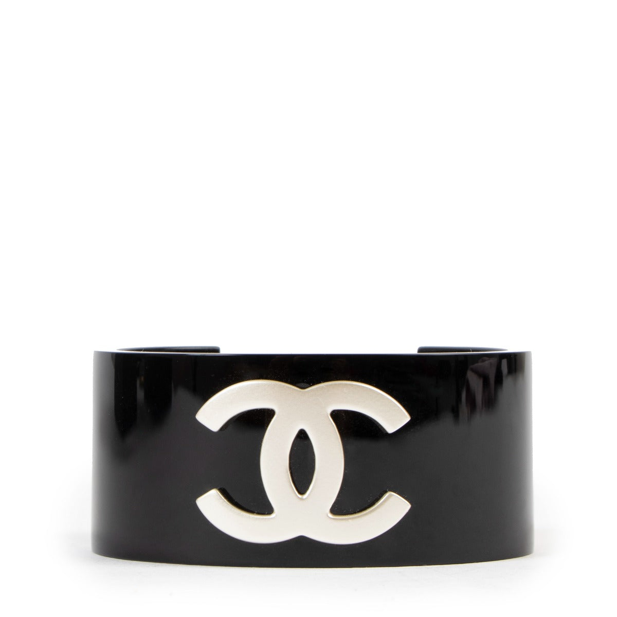 Chanel 2019 Black Resin CC Cuff Bangle Bracelet