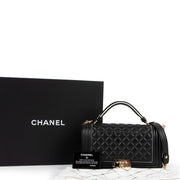 Chanel Black Quilted Boy Chanel Handle Flap Bag