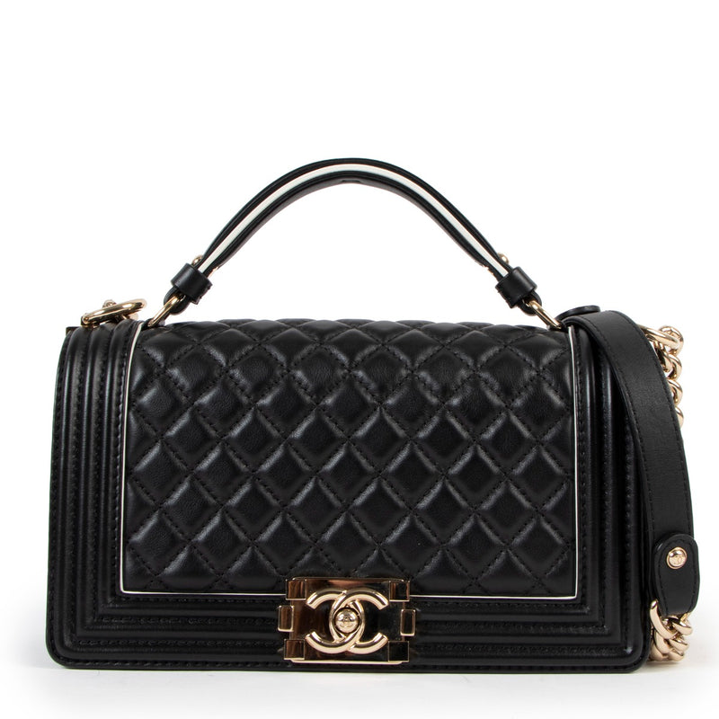 Chanel Black Quilted Boy Chanel Handle Flap Bag