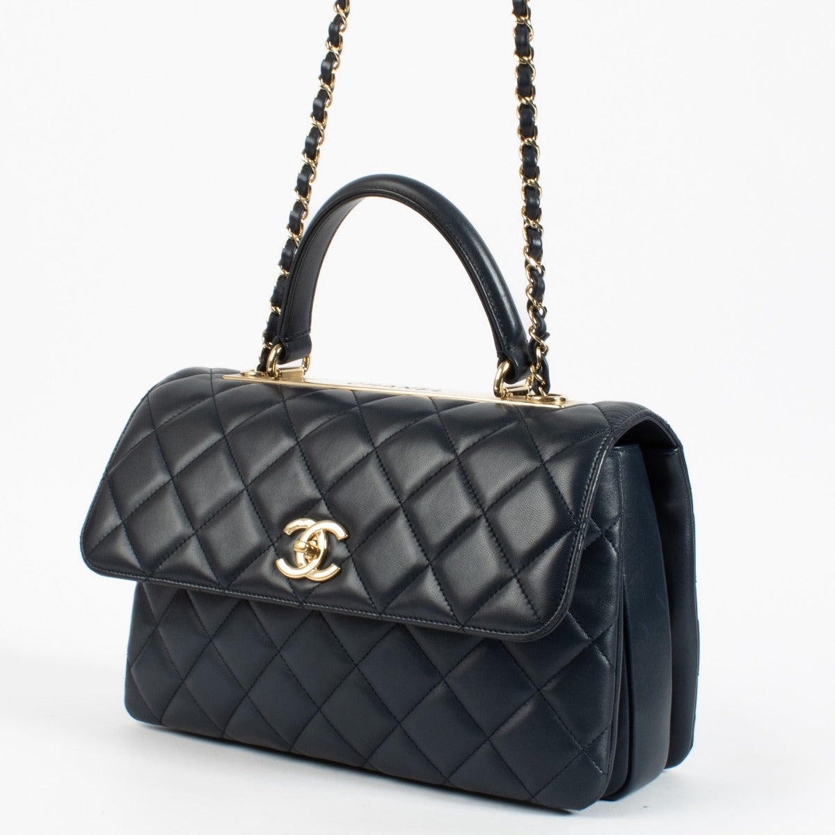 shop 100% authentic second hand Chanel Blue Trendy CC Top Handle Bag on Labellov.com