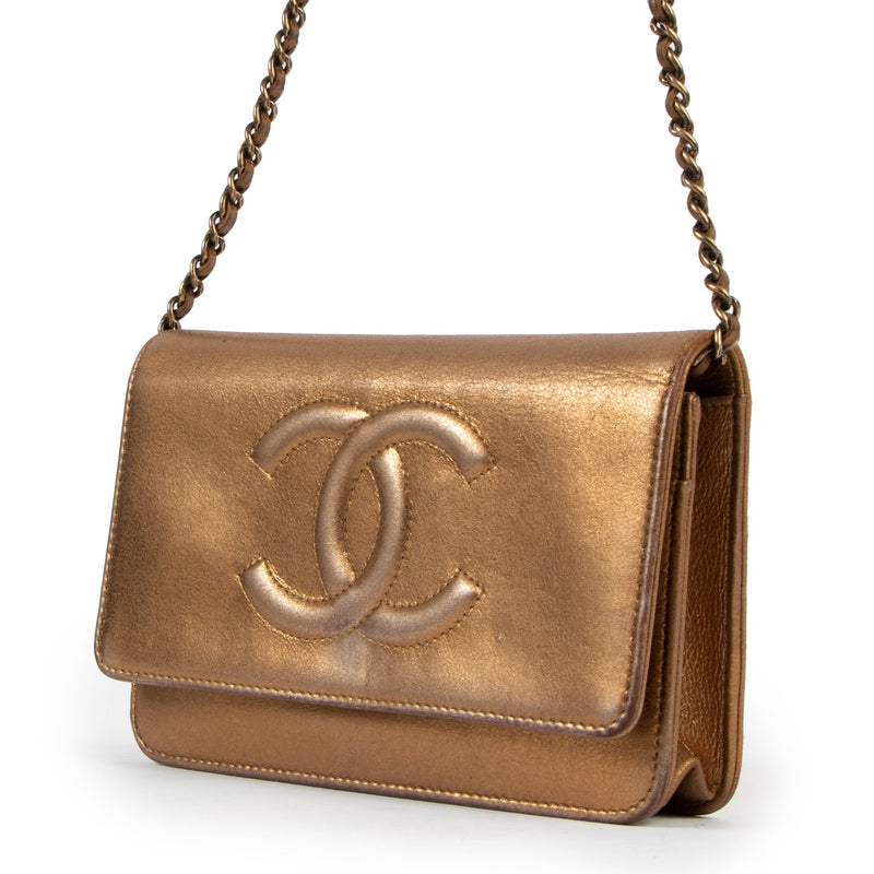 Chanel Metallic Bronze Timeless CC Wallet On Chain
