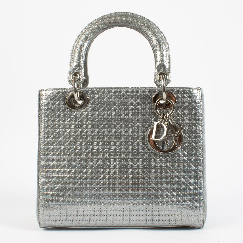 shop 100% authentic second hand Christian Dior Silver Metallic Medium Lady Dior on Labellov.com