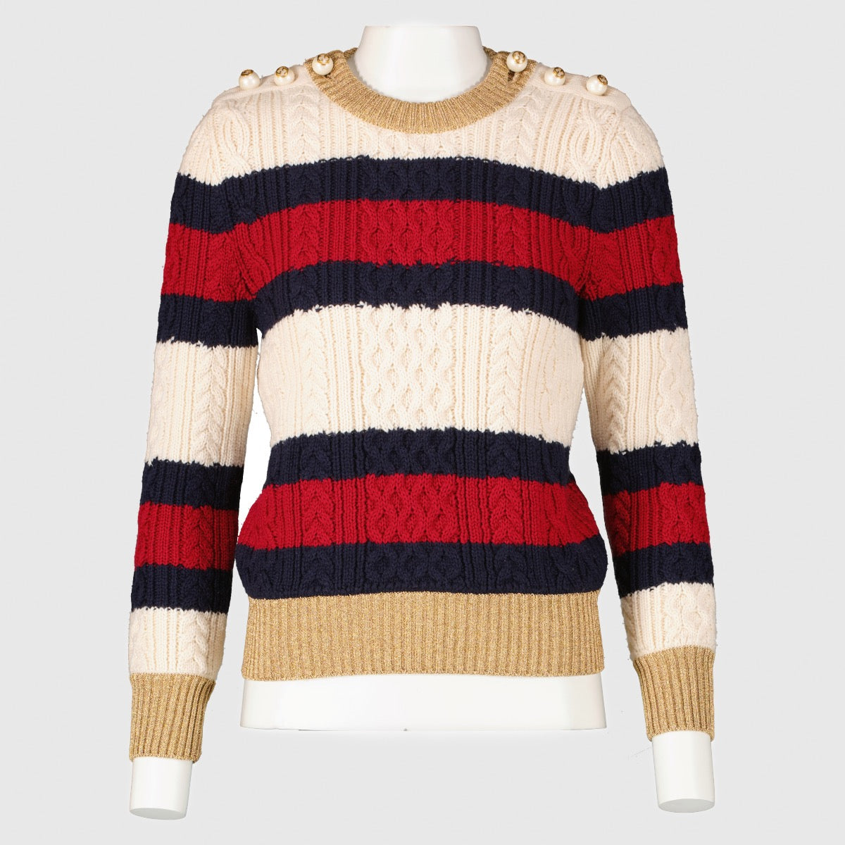 Pull en maille torsadée en laine rayée Gucci – Taille S