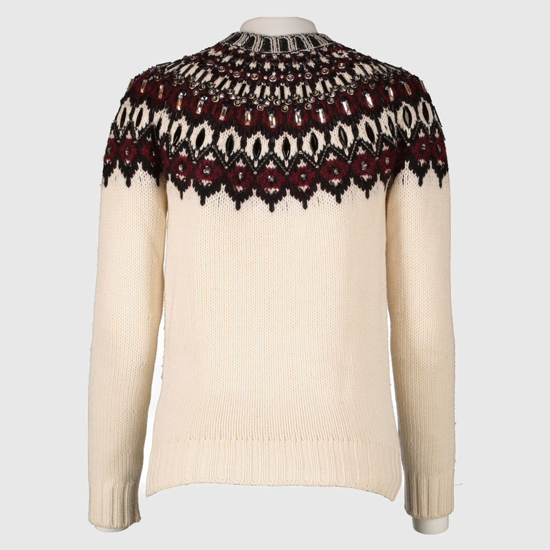 Gucci Witte Met Kristallen Verfraaide Trui - Maat XS