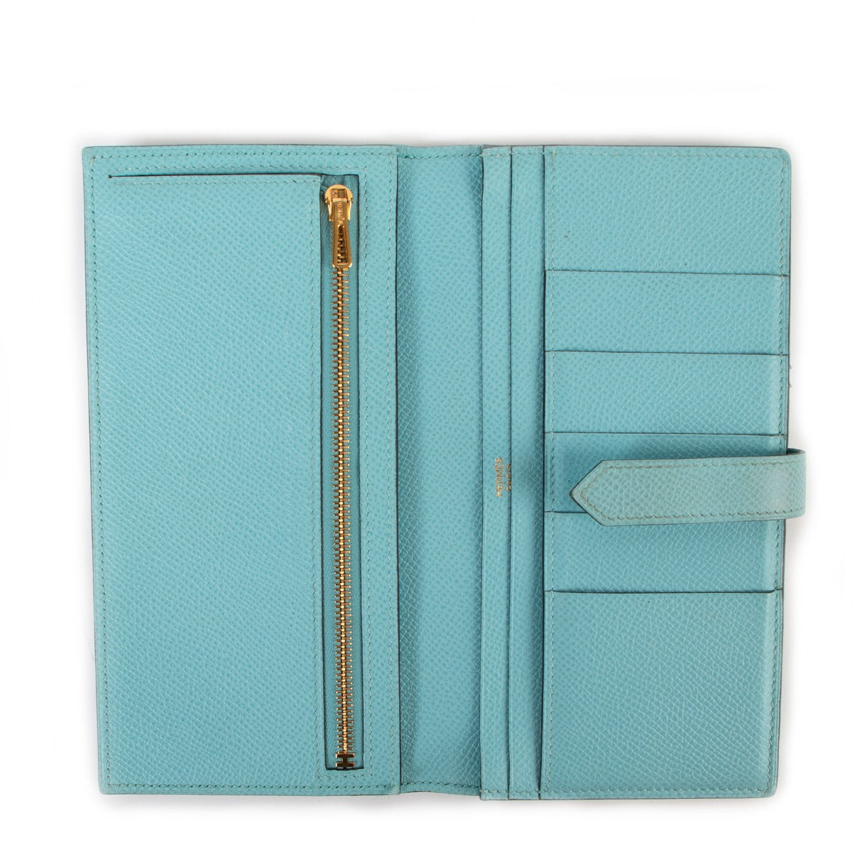 Shop safe online at Labellov in Antwerp this 100% authentic second hand Hermès Blue Atoll Epsom Bearn Wallet in good preloved condition