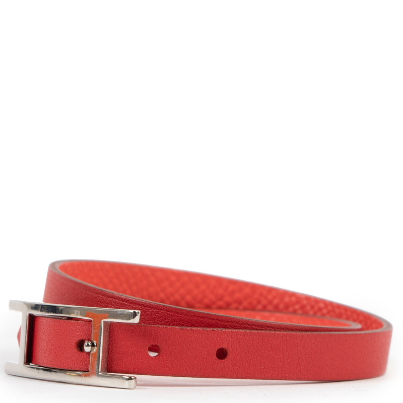 Shop safe online at labellov in Antwerp this 100% authentic second hand Hermès Red Hapi Double Tour Bracelet