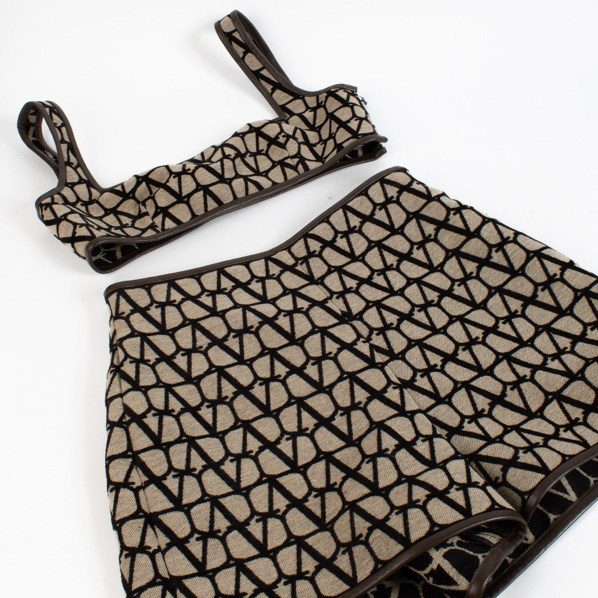 Valentino Brown Vlogo Top/Skirt Set