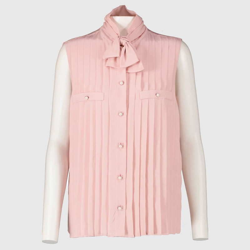 Miu Miu 2018 Pink Silk Sleeveless Shirt - Size IT40
