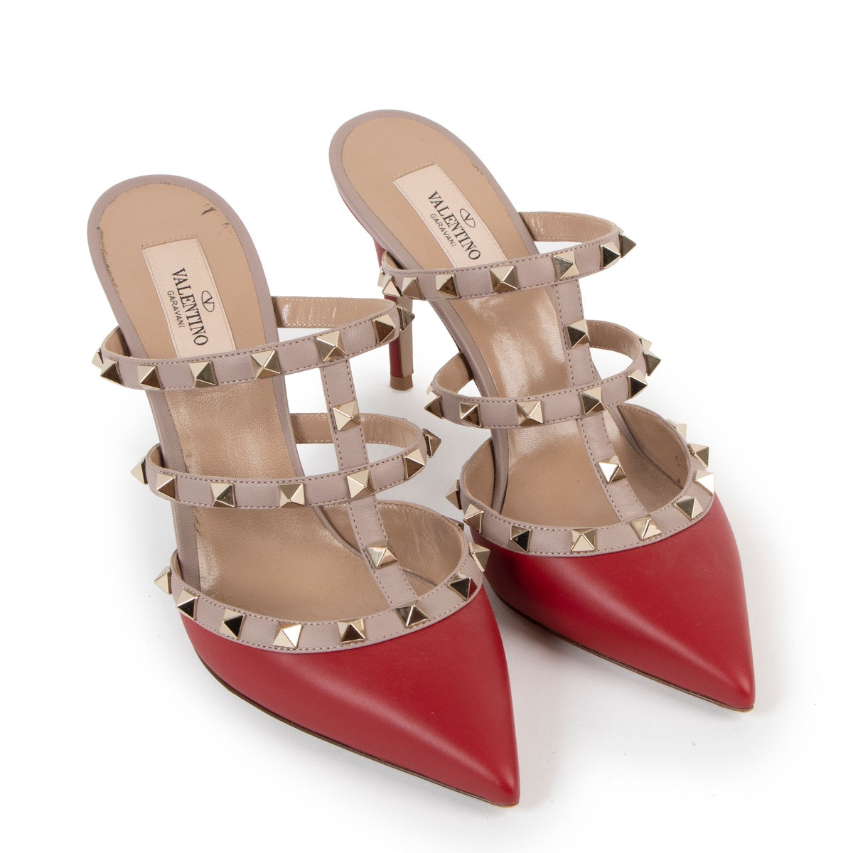 Shop safe online this 100% authentic second hand Valentino Red Rockstud Mules - size 39 at Labellov in Antwerp