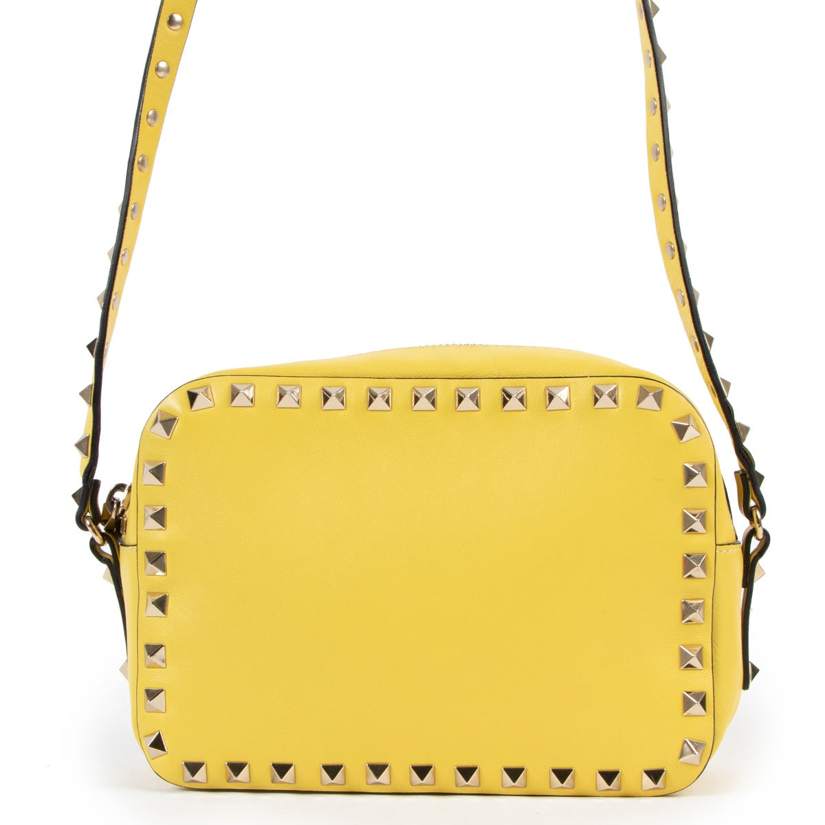 Valentino Garavani Yellow Rockstud Camera Crossbody Bag