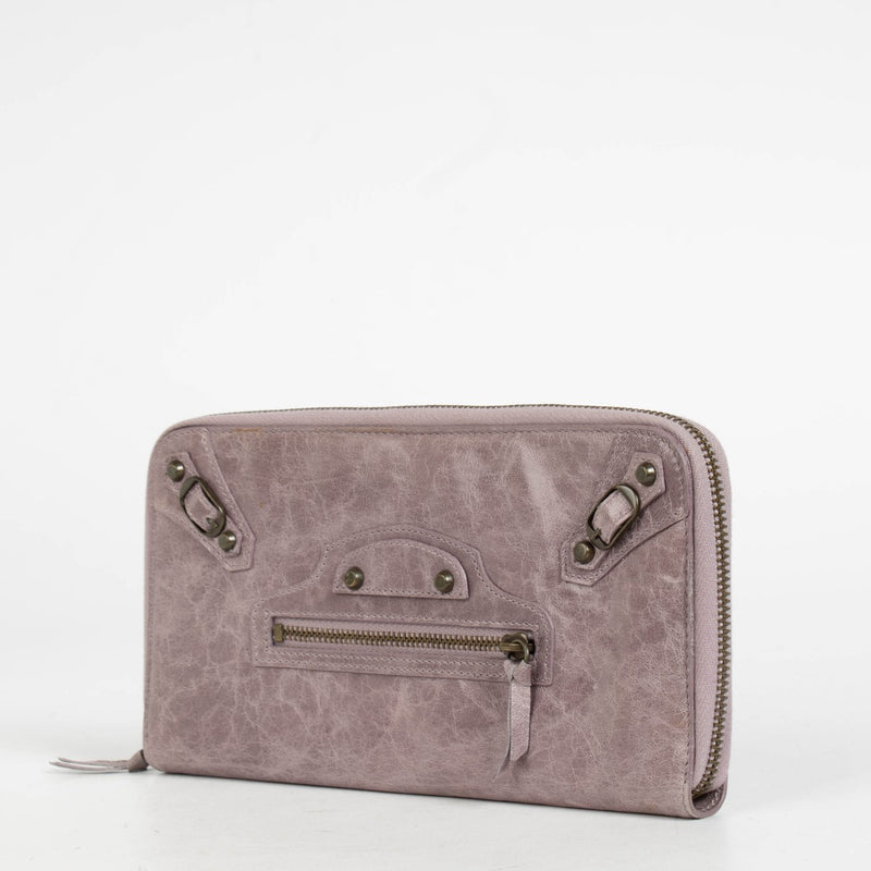 Shop this authentic Balenciaga Motorcross Giant Continental Purple Wallet pre-loved on Labellov.com