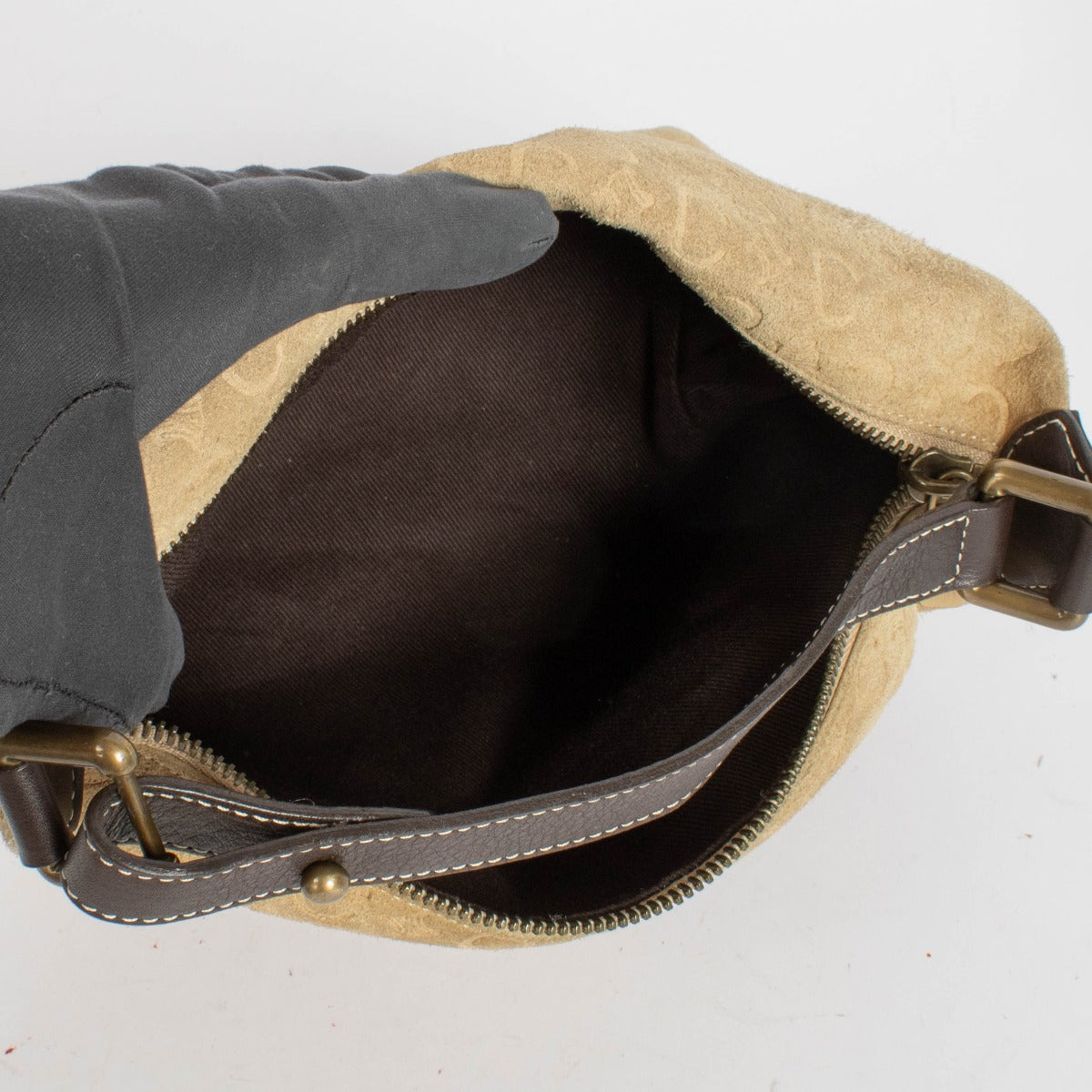 Shop this authentic Celine Beige Suède Top Handle Bag pre-loved on Labellov.com