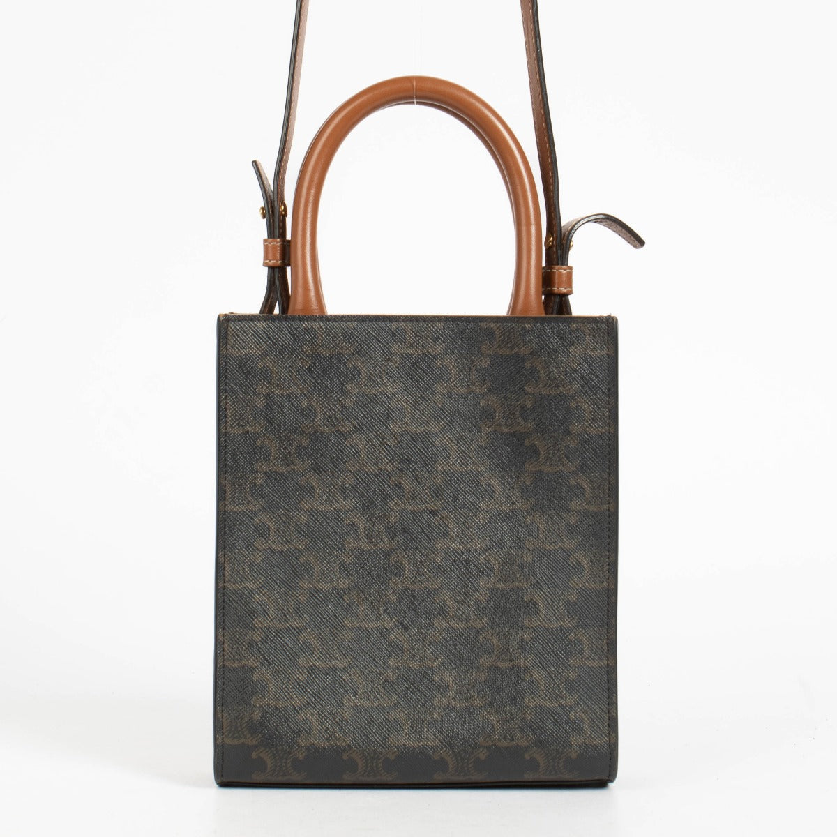 Shop the authentic Mini Vertical Cabas In Triomphe Canvas with Celine print pre-loved on Labellov.com