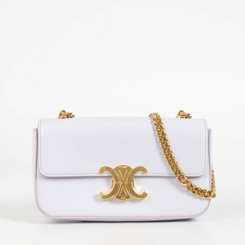 Shop this authentic Teen Triomphe Bag Light Lilac In Shiny Calfskin pre-loved on Labellov.com