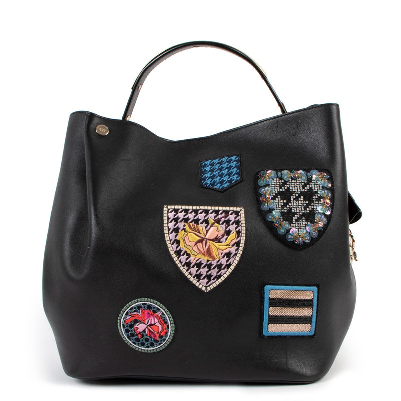 Christian Dior Black Leather Diorific Patch Bucket Bag