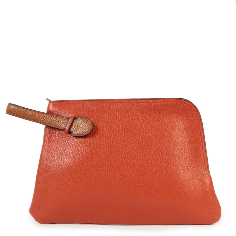 Delvaux Red/Orange Leather Clutch