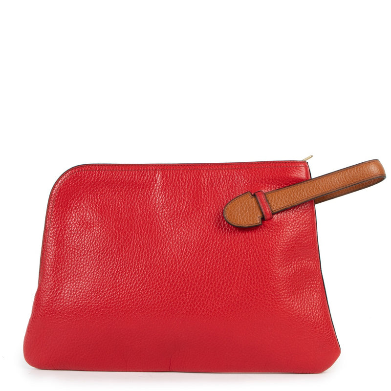 Delvaux Red/Orange Leather Clutch