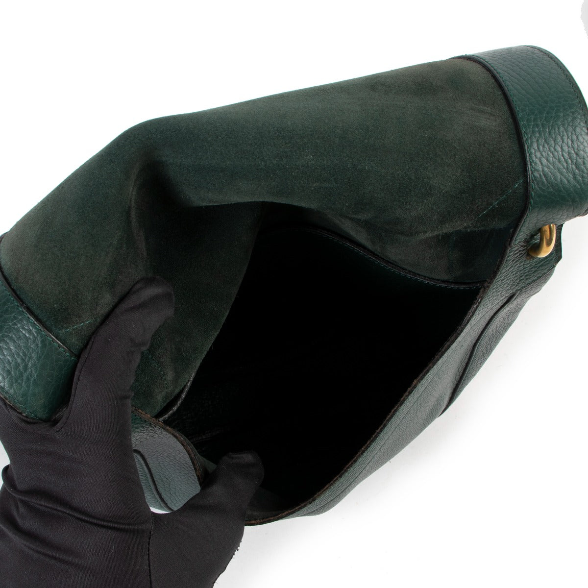 Delvaux Green Grained Leather Vintage Crossbody Bag
