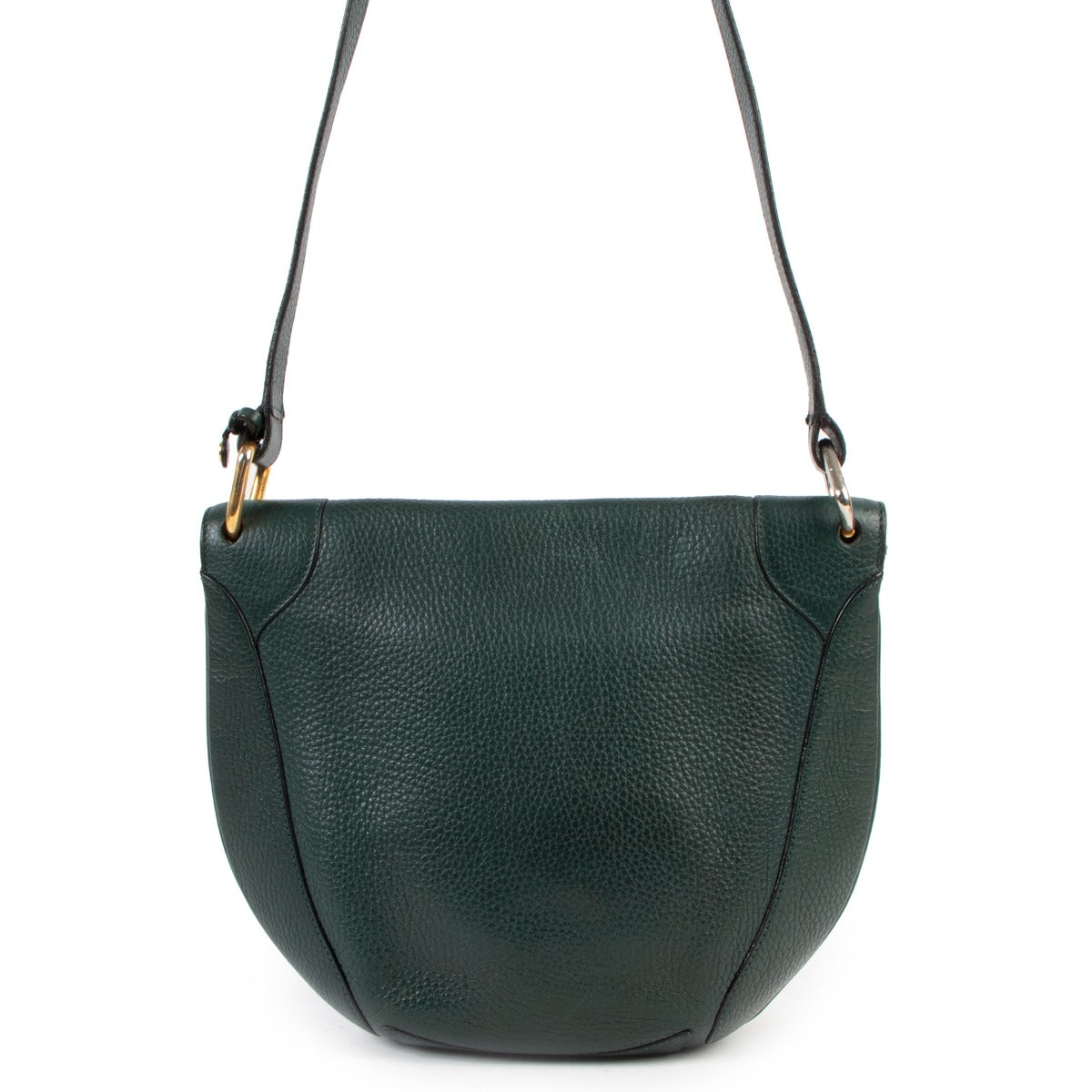 Delvaux Green Grained Leather Vintage Crossbody Bag