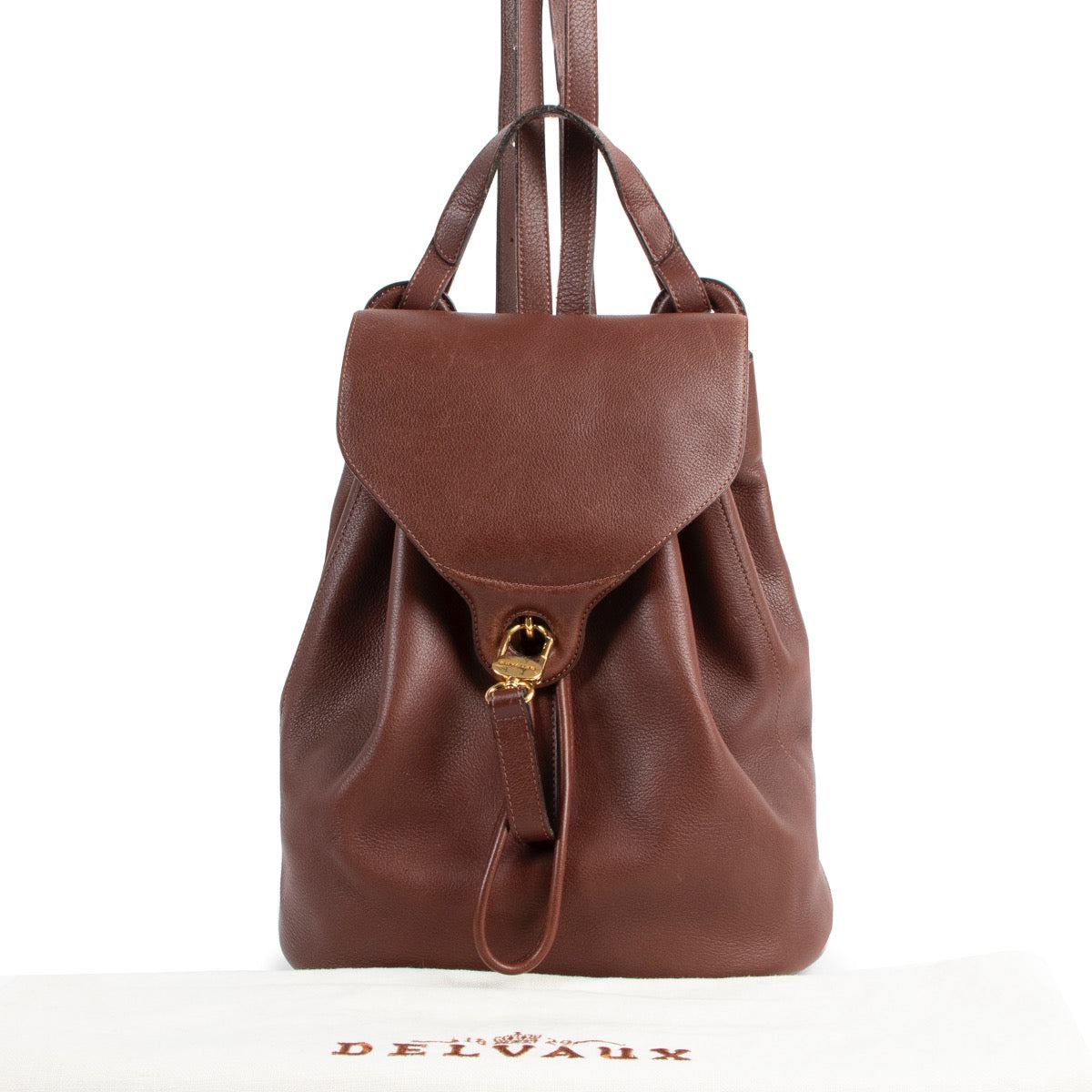 Buy an authentic second hand Delvaux Soleil Brown Leather Backpack in very good condition at Labellov