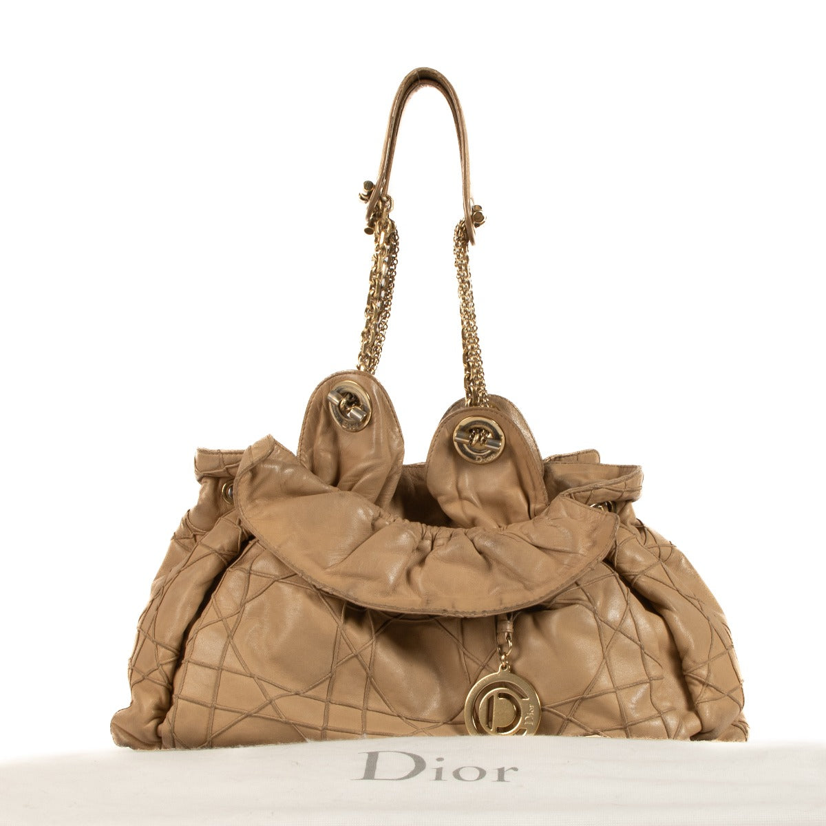 Vintage Y2K 2000s John Galliano Dior Beige Cannage Lambskin Le Trente Bag on www.labellov.com