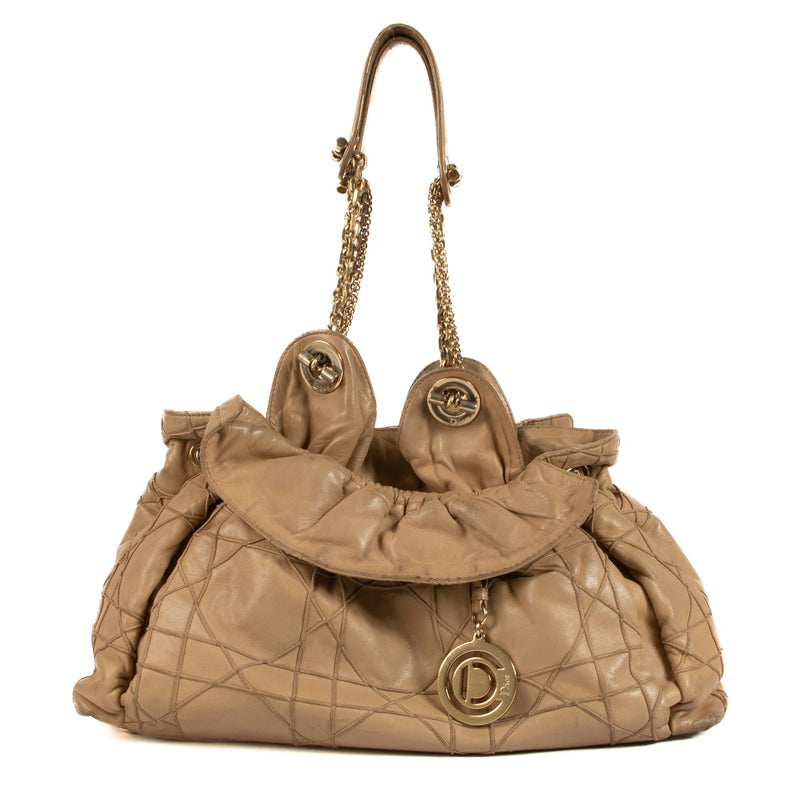 Vintage Y2K 2000s John Galliano Dior Beige Cannage Lambskin Le Trente Bag on www.labellov.com