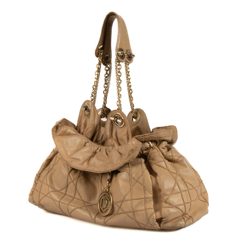 Christian Dior Beige Cannage Lamsleer Le Trente Tas