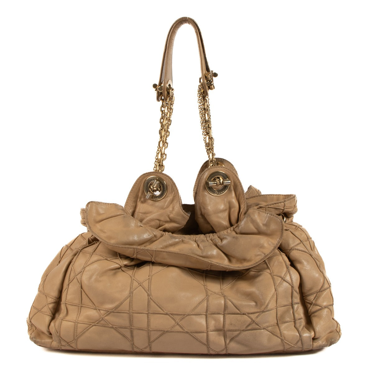 Sac Le Trente Christian Dior en agneau cannage beige