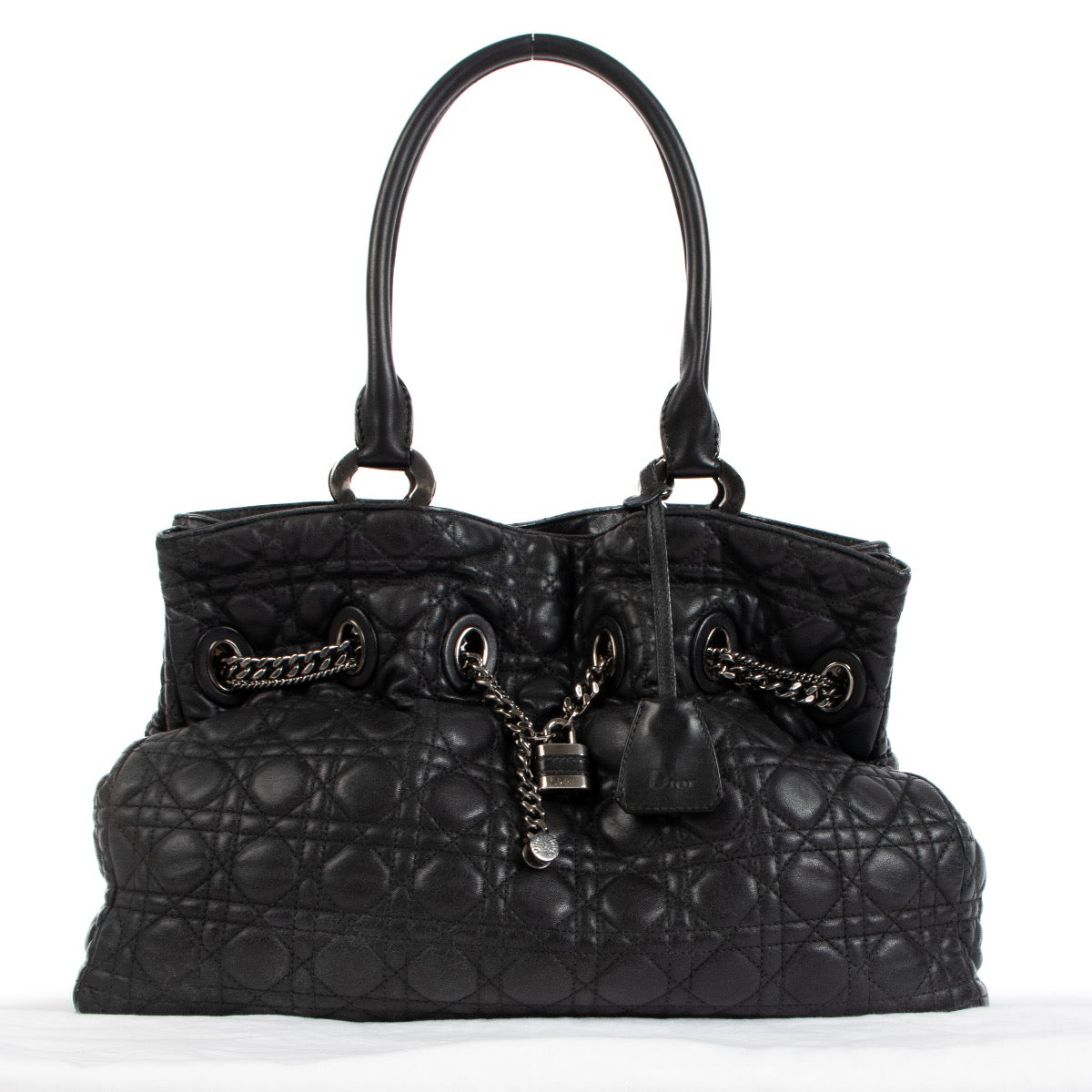 shop authentic second hand Christian Dior Black Leather Chri Chri Shoulder Bag on Labellov.com