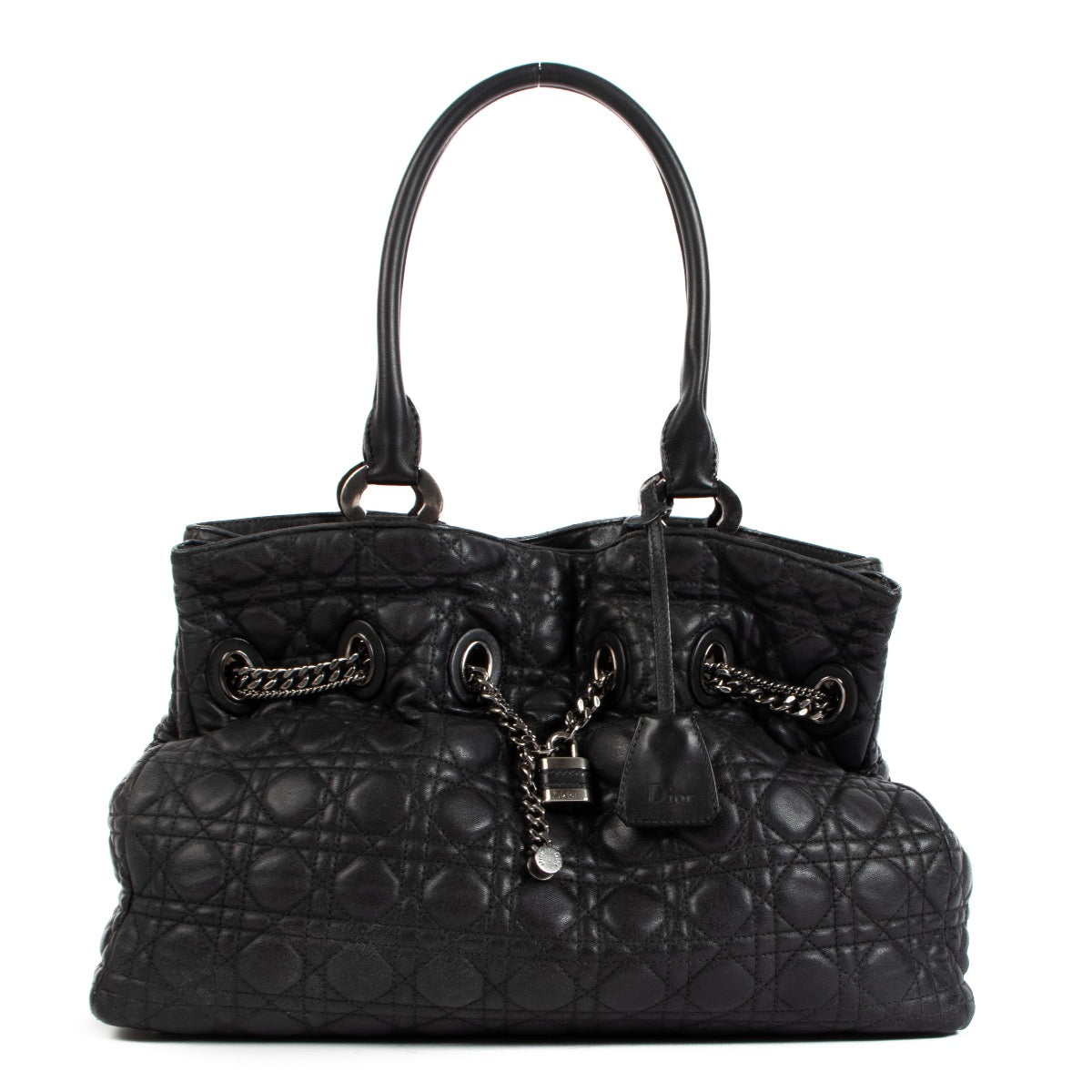 shop authentic second hand Christian Dior Black Leather Chri Chri Shoulder Bag on Labellov.com
