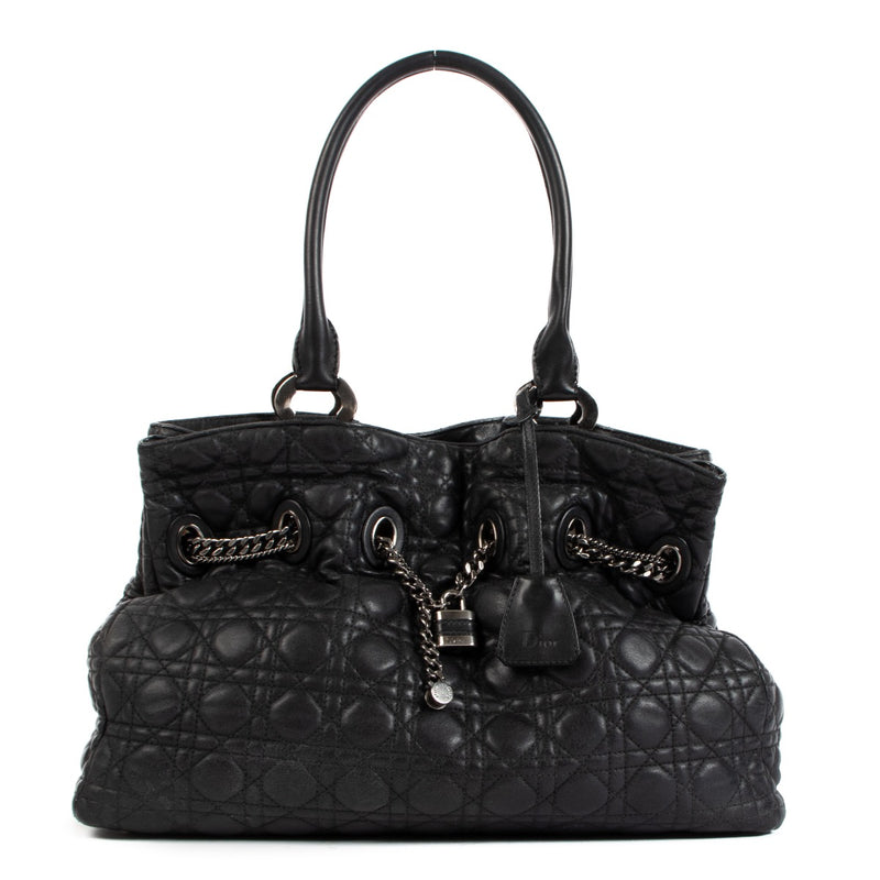 shop authentic second hand Christian Dior Black Leather Chri Chri Shoulder Bag on Labellov.com
