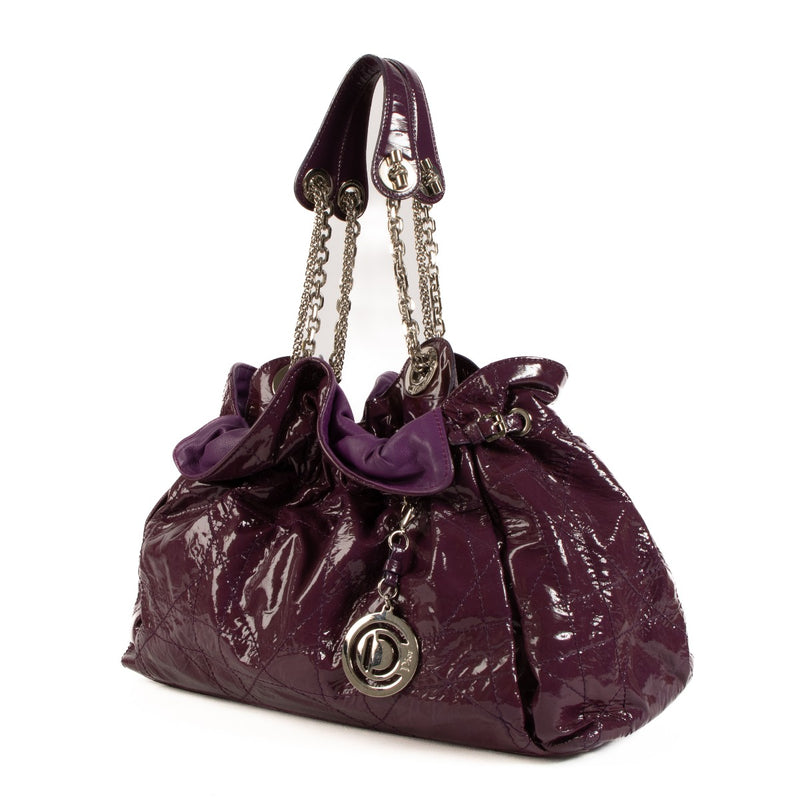 Christian Dior Purple Patent Leather Cannage Le Trente Bag