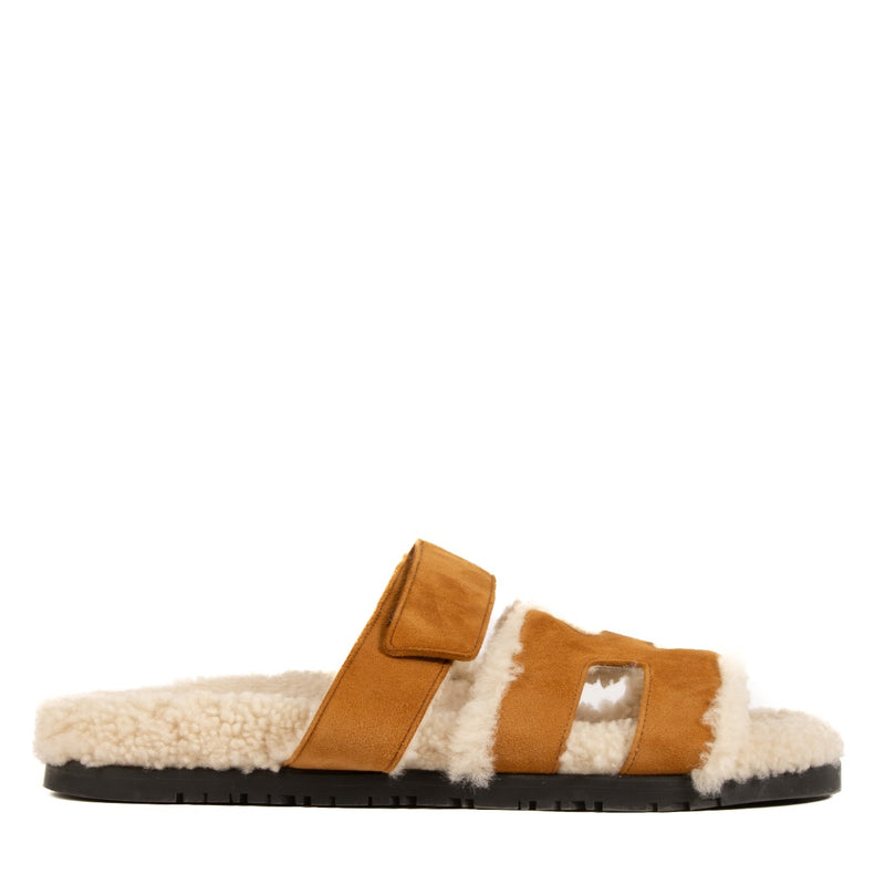 Hermès Shearling Chypre Sandals