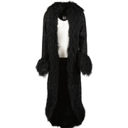 Shop vintage Chanel 08A Black Lamb Fur Tweed Long Coat on www.labellov.com