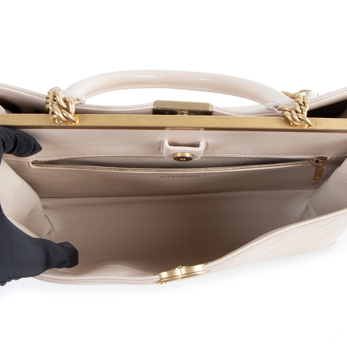 Buy an authentic second hand Chanel Pink Lambskin Quilted Coco Luxe Tote Bag as new at Labellov.