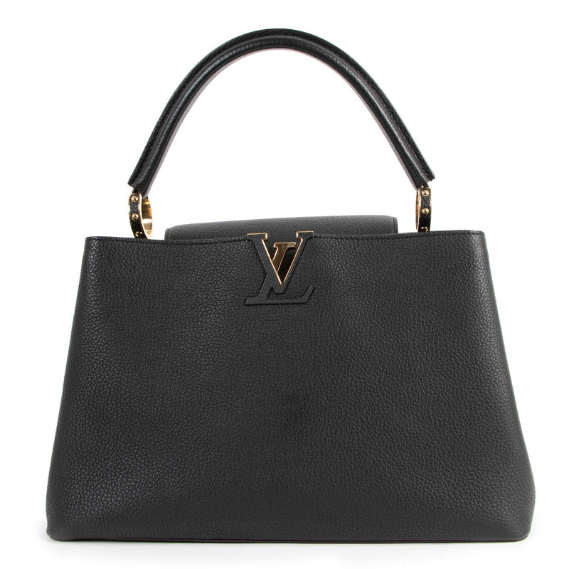 Louis Vuitton Capucines MM Taurillon Black Top Handle Bag