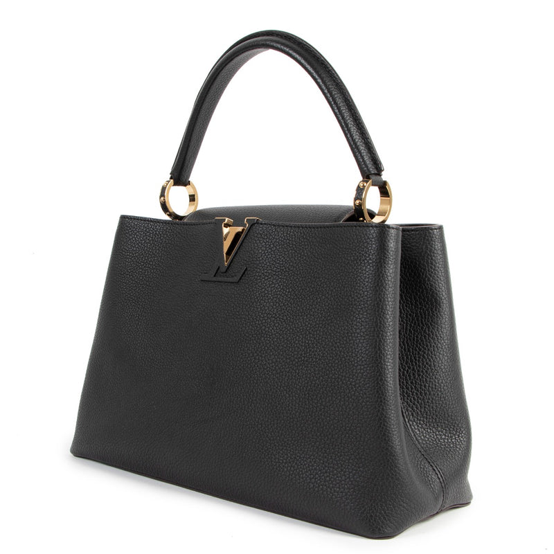 Louis Vuitton Capucines MM Taurillon Black Top Handle Bag