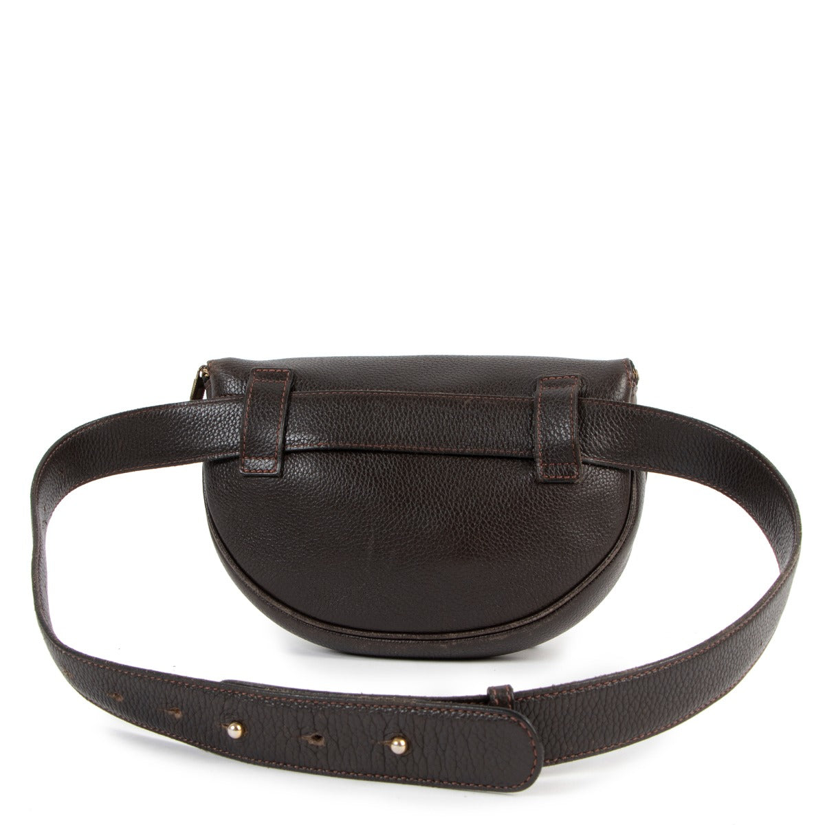 Buy online an authentic second hand Delvaux Dark Brown Musette Belt Bag in good condition at Labellov in Antwerp.
