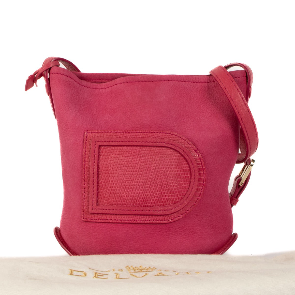 Shop 100% authentic second-hand Delvaux Rose Indien Santiag/Lizard Pin Min Crossbody on Labellov.com