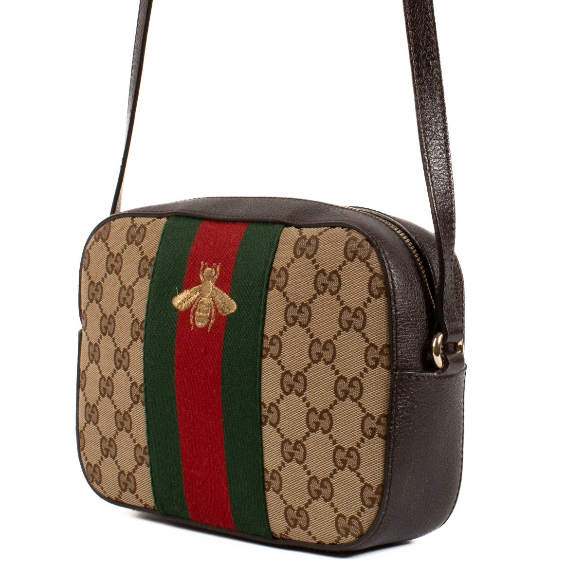 shop 100% authentic second hand Gucci GG Canvas Web Bee Camera Bag on Labellov.com