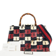 Second hand Gucci Resort 2017 Nymphea Snakeskin Bamboo Handle Tote Bag at Labellov