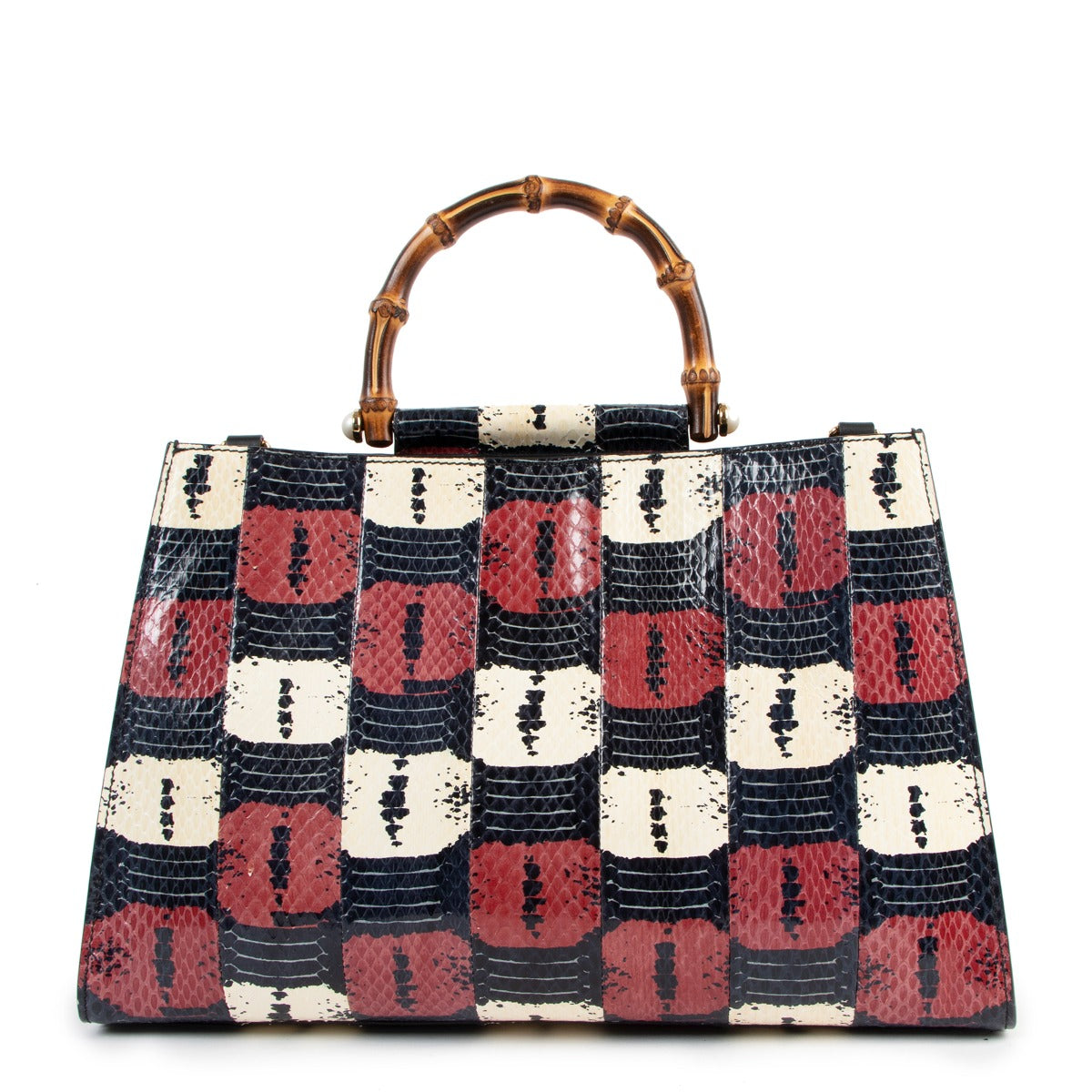 Second hand Gucci Resort 2017 Nymphea Snakeskin Bamboo Handle Tote Bag at Labellov