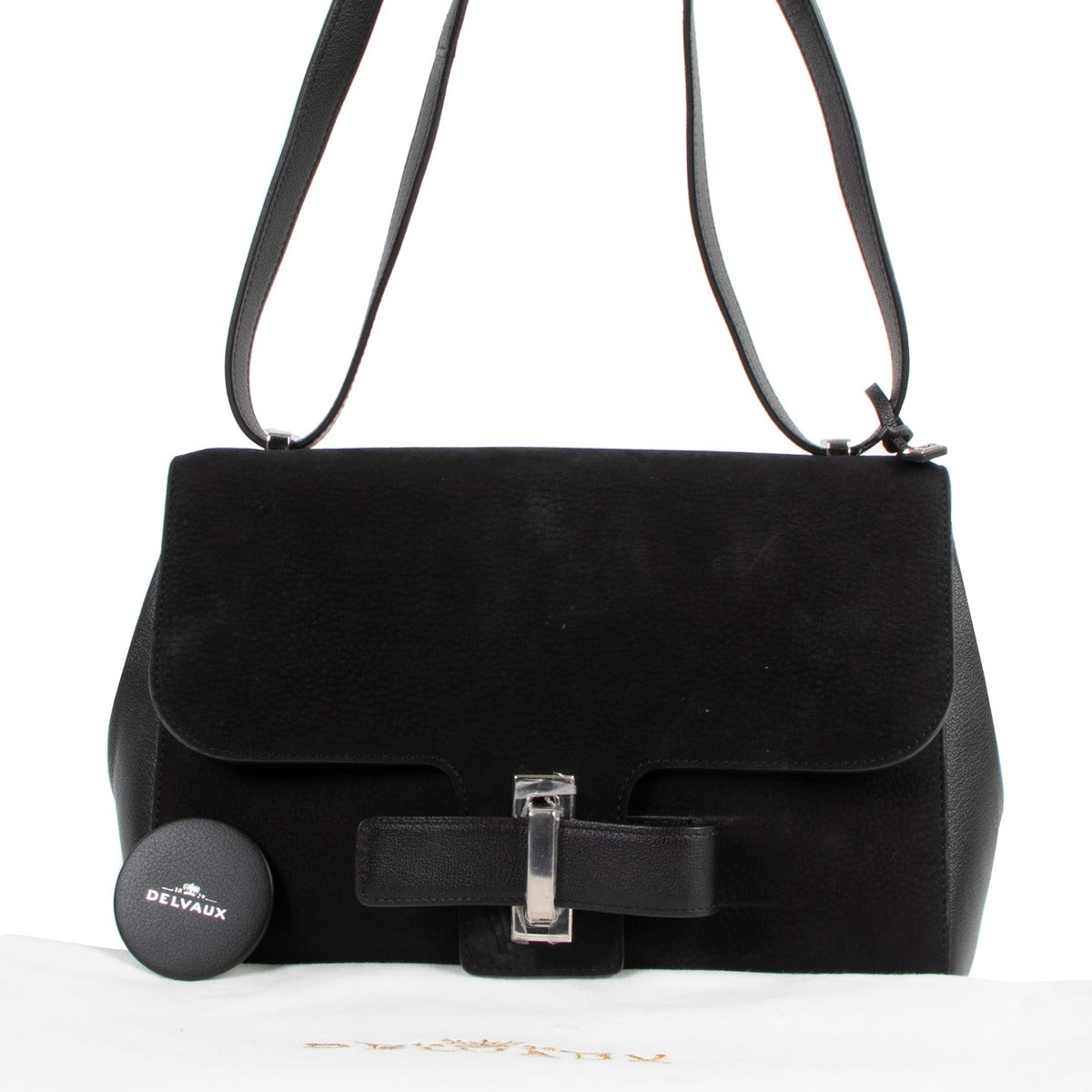 Second hand Delvaux Simplissime City Black Nubuck Shoulder Bag at Labellov