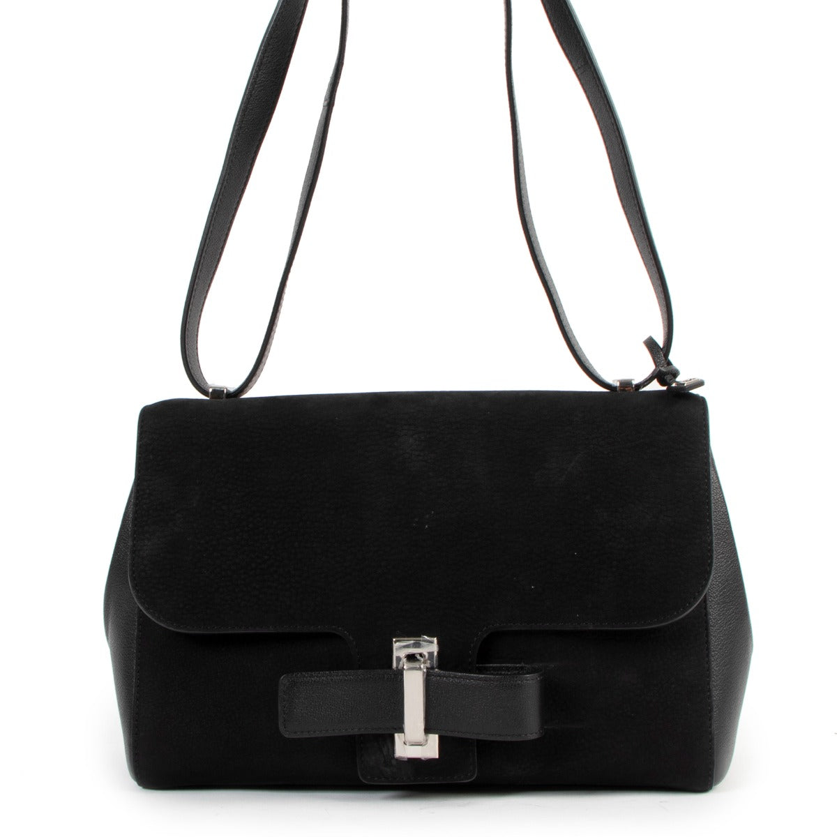 Second hand Delvaux Simplissime City Black Nubuck Shoulder Bag at Labellov