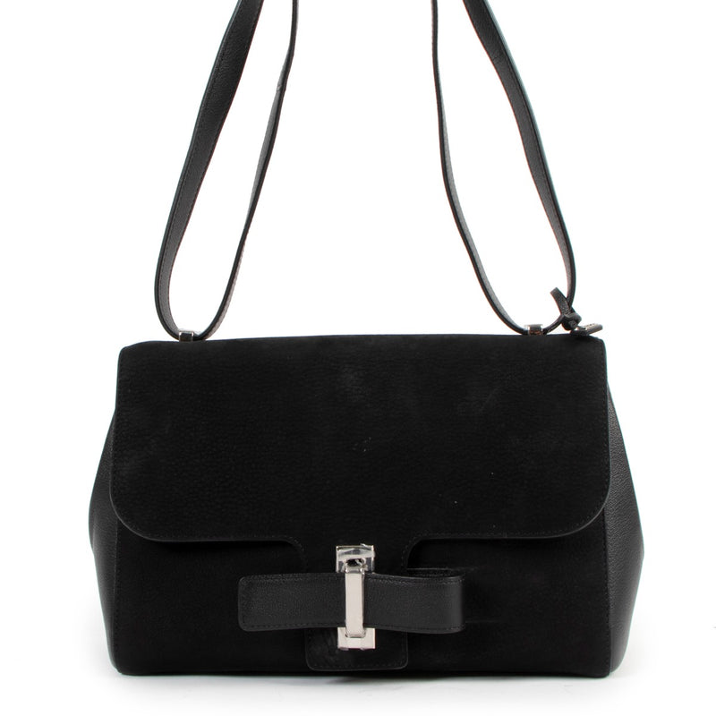 Second hand Delvaux Simplissime City Black Nubuck Shoulder Bag at Labellov
