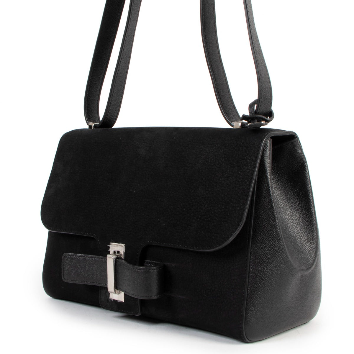 Second hand Delvaux Simplissime City Black Nubuck Shoulder Bag at Labellov