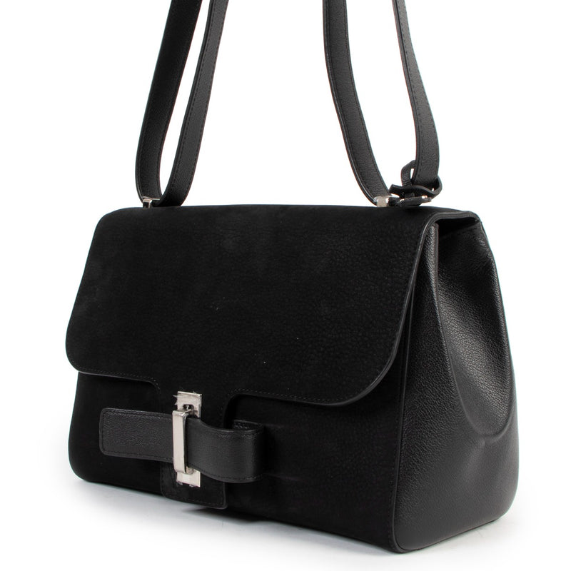 Second hand Delvaux Simplissime City Black Nubuck Shoulder Bag at Labellov